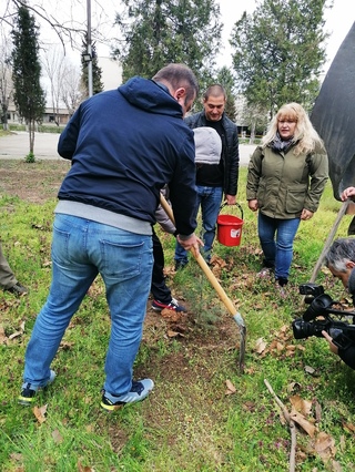 Преподаватели и служители на ЦСПП обогатиха парковата площ на центъра с нови фиданки