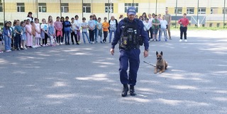 Водач на служебно куче гостува на децата в Елена